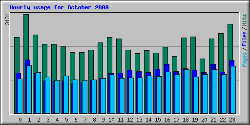 Hourly usage for October 2009